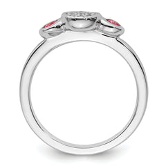 Sterling Silver Stackable Expressions Dbl Round Pink Tourm. & Dia. Ring