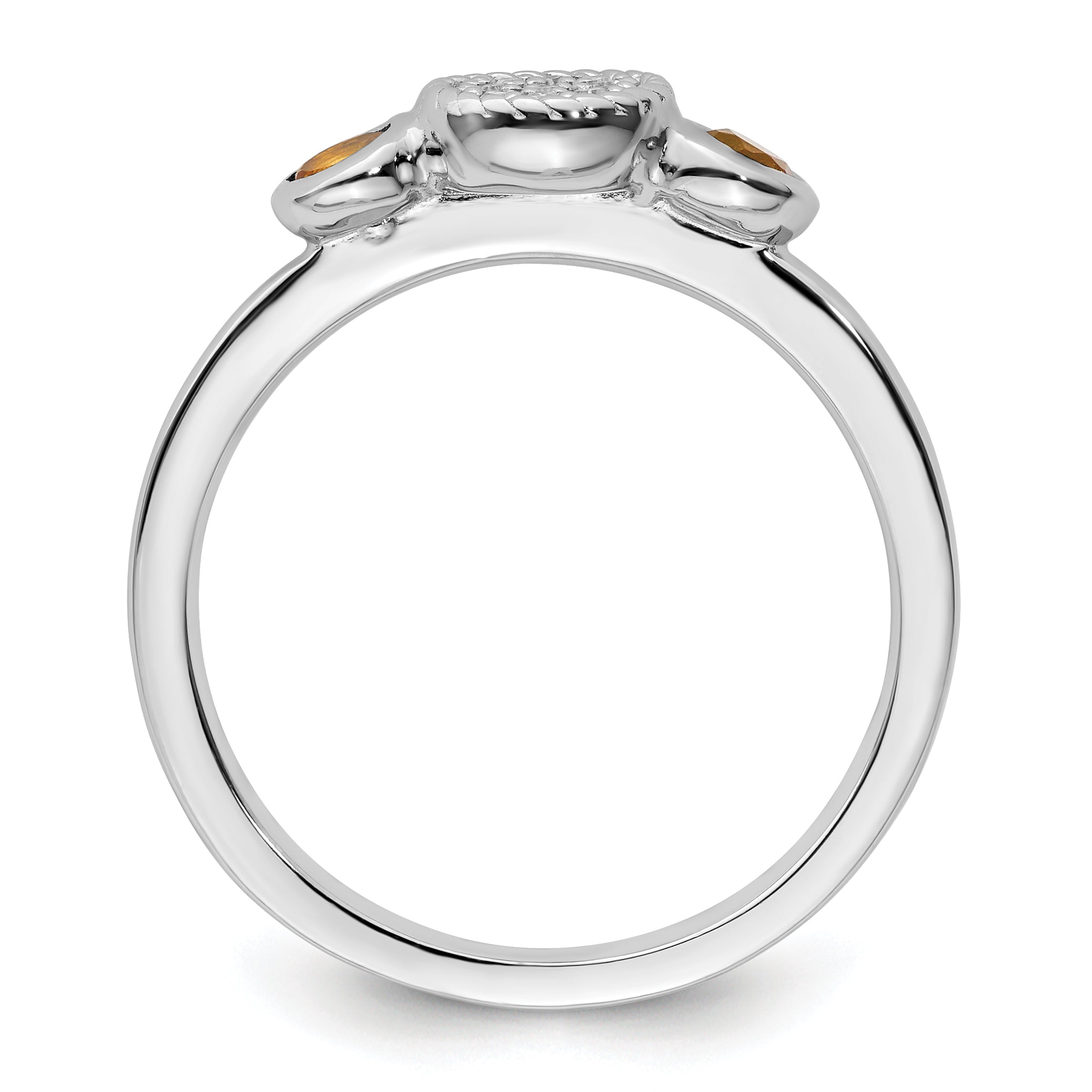 Sterling Silver Stackable Expressions Dbl Round Citrine & Dia. Ring Secondary image