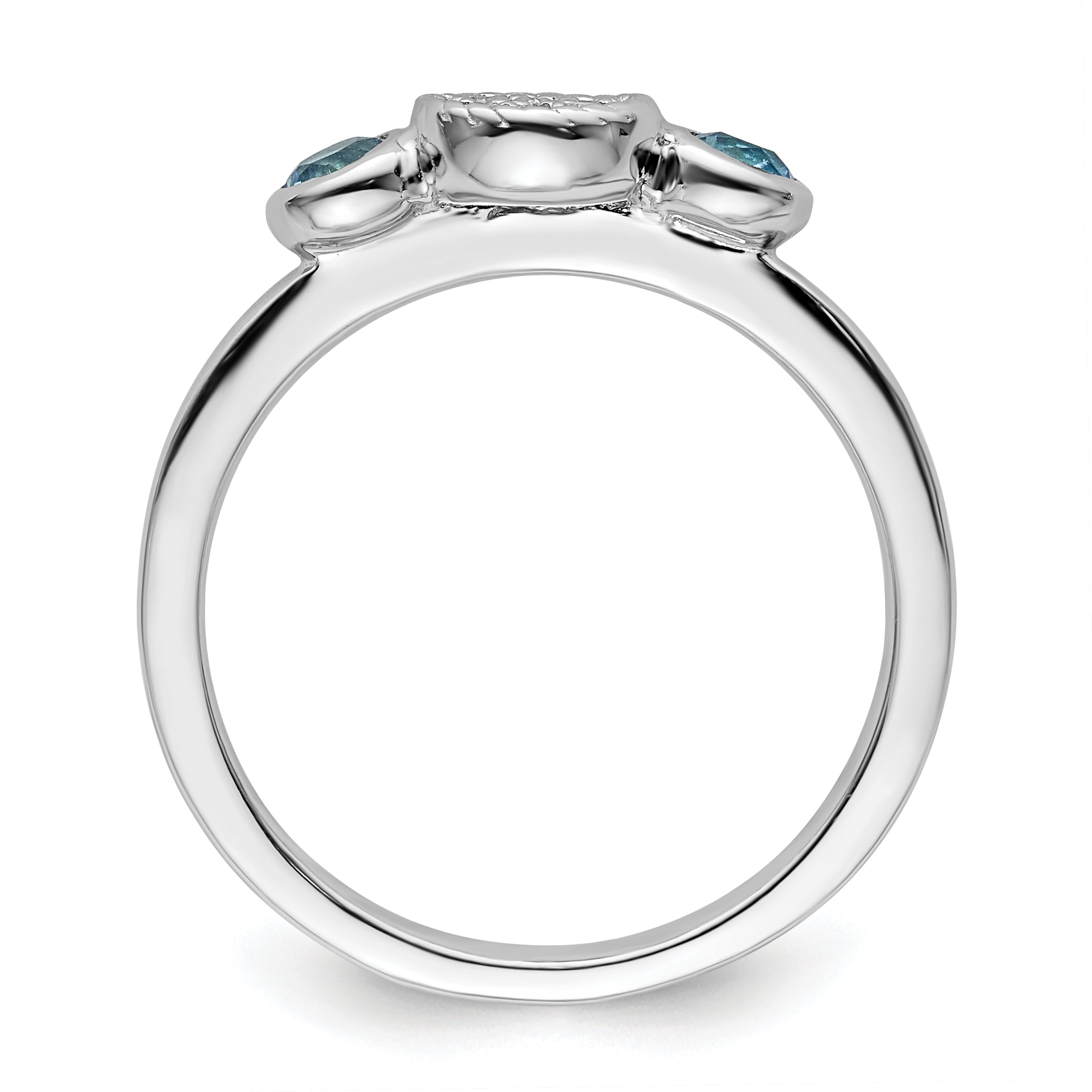 Sterling Silver Stackable Expressions Dbl Round Blue Topaz & Dia. Ring Secondary image