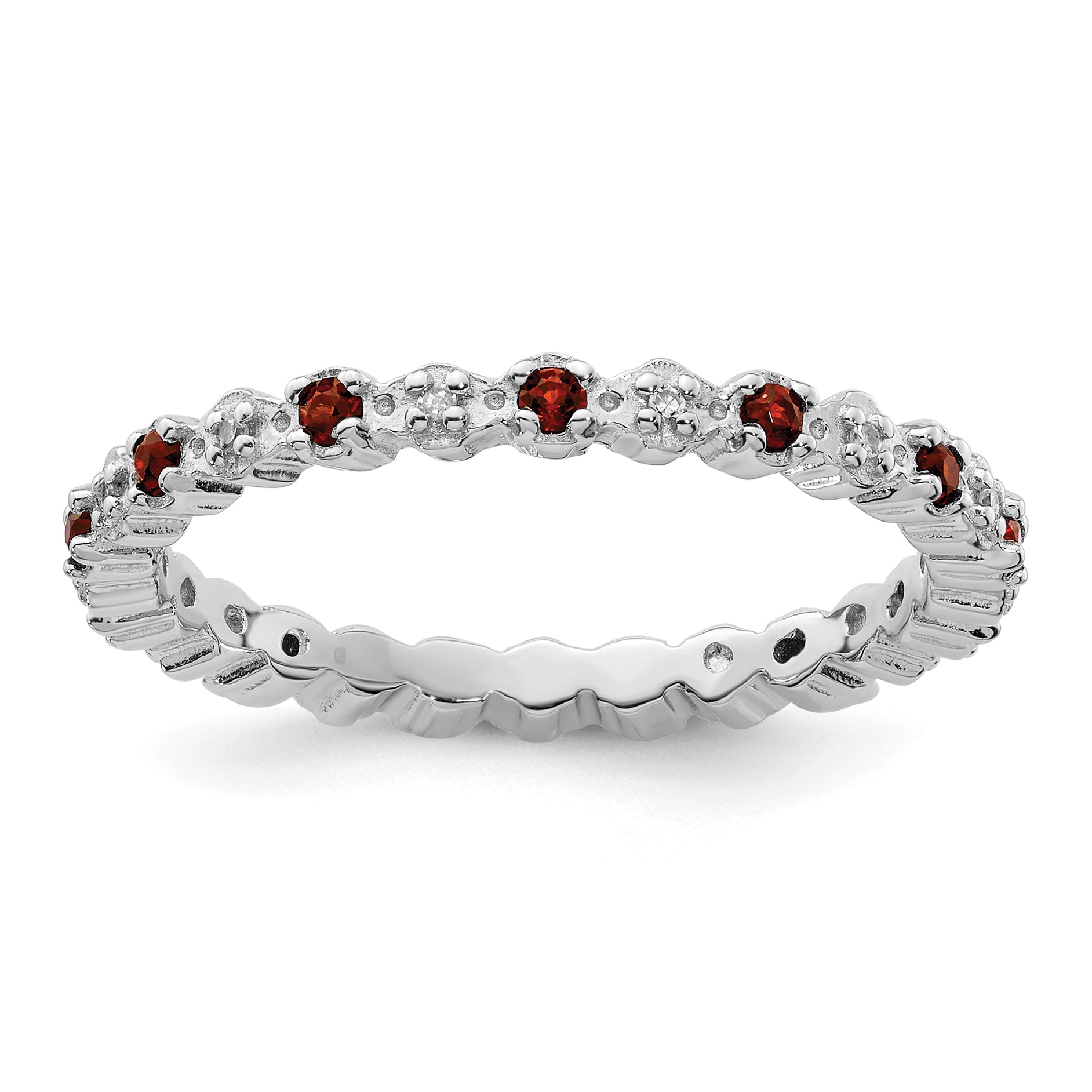 Sterling Silver Stackable Expressions Garnet & Diamond Ring Main image