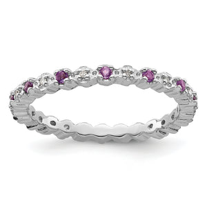 Sterling Silver Stackable Expressions Amethyst & Diamond Ring - Sophia Jewelers