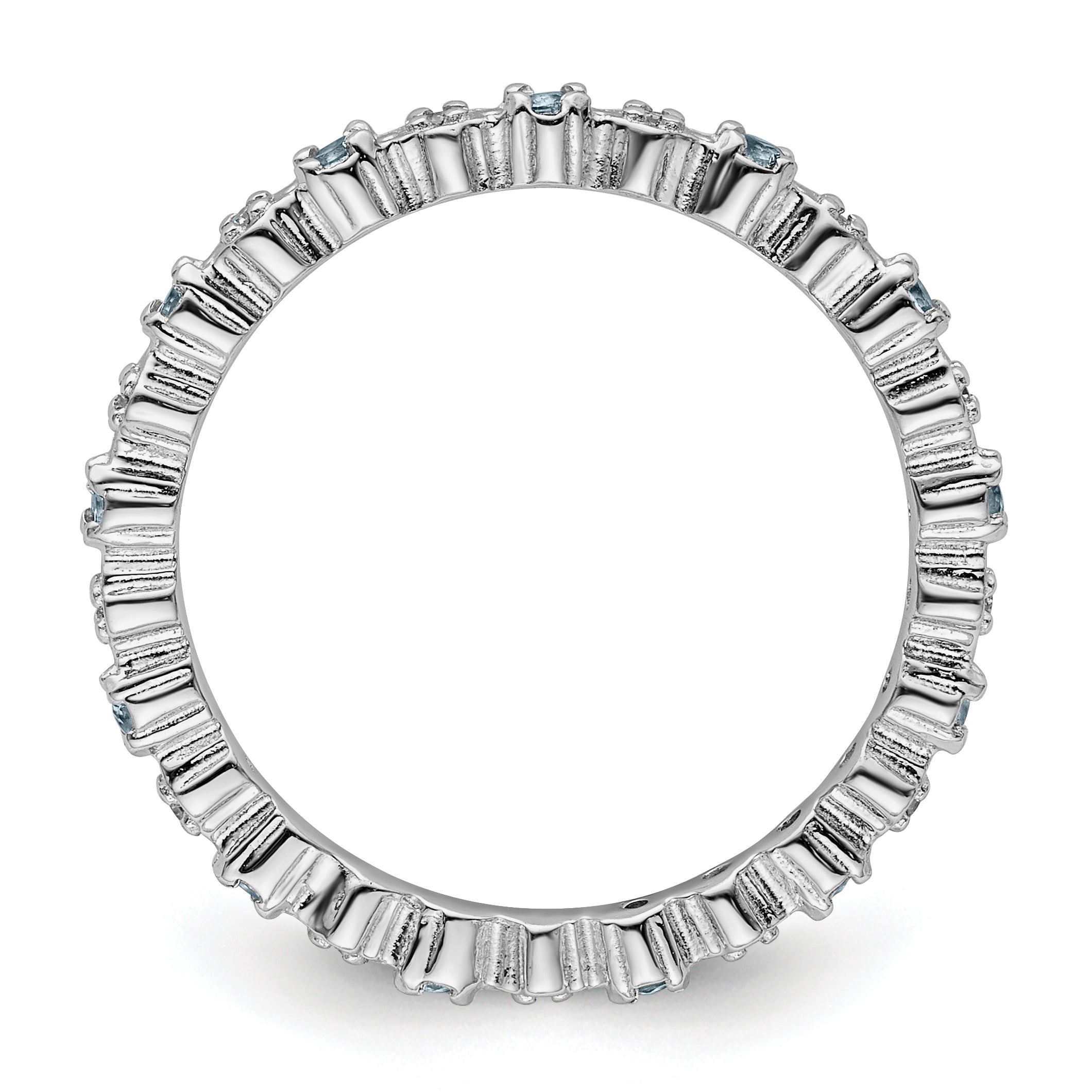 Sterling Silver Stackable Expressions Aquamarine & Diamond Ring Secondary image