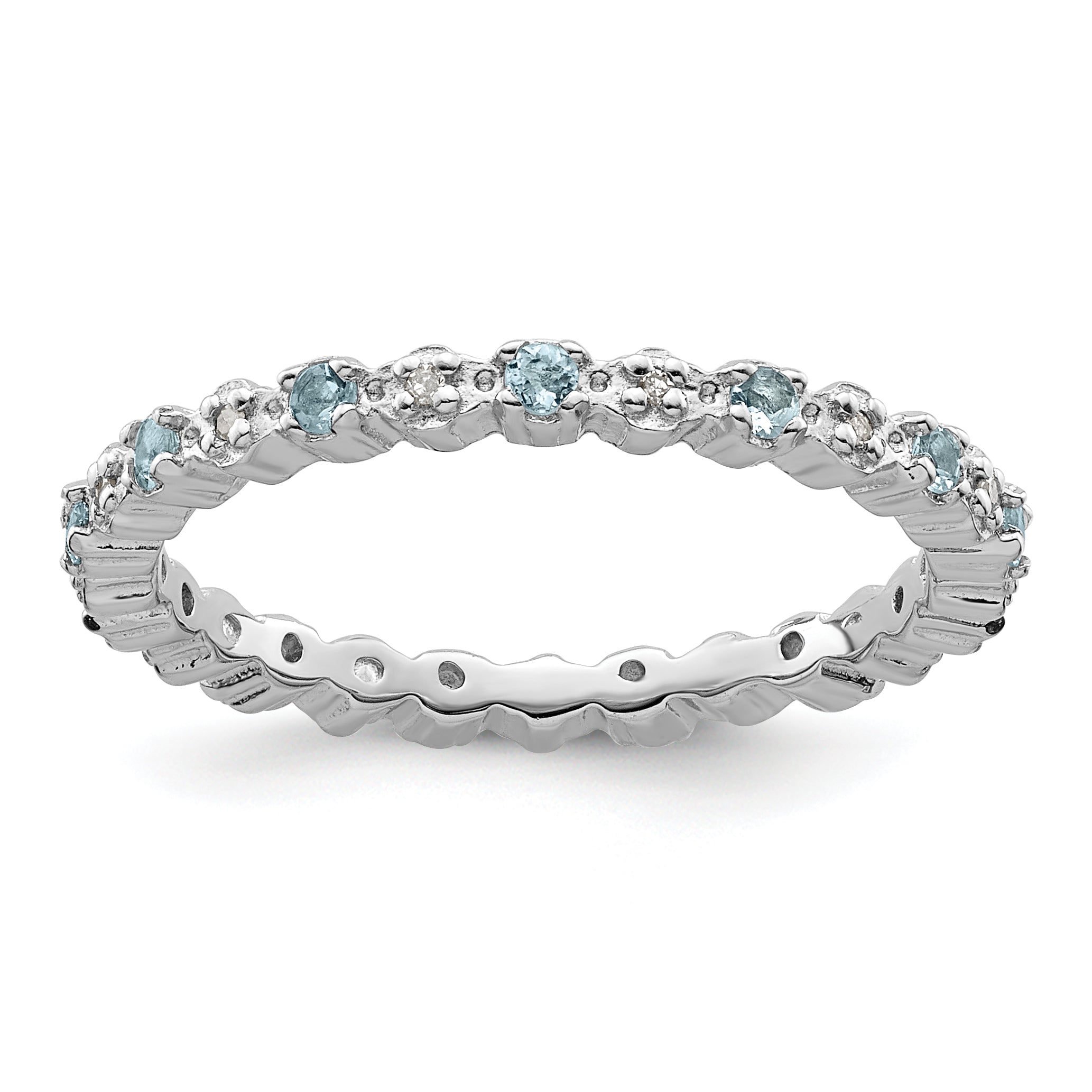 Sterling Silver Stackable Expressions Aquamarine & Diamond Ring Main image