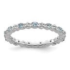 Sterling Silver Stackable Expressions Aquamarine & Diamond Ring