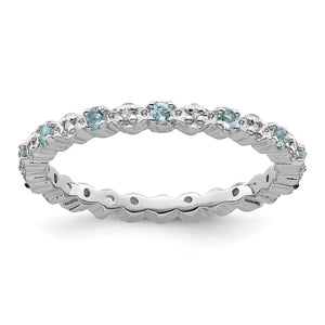Sterling Silver Stackable Expressions Aquamarine & Diamond Ring - Sophia Jewelers