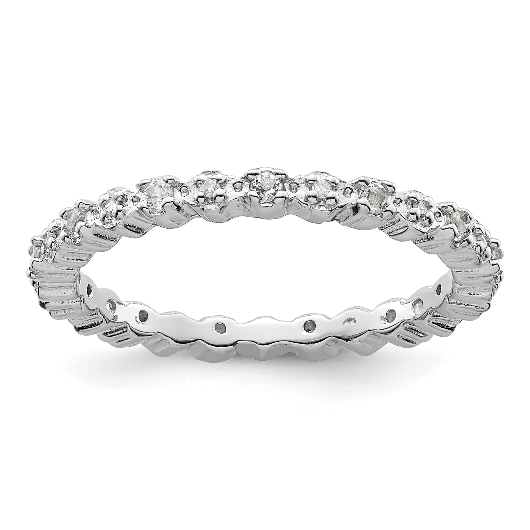 Sterling Silver Stackable Expressions White Topaz & Diamond Ring Main image
