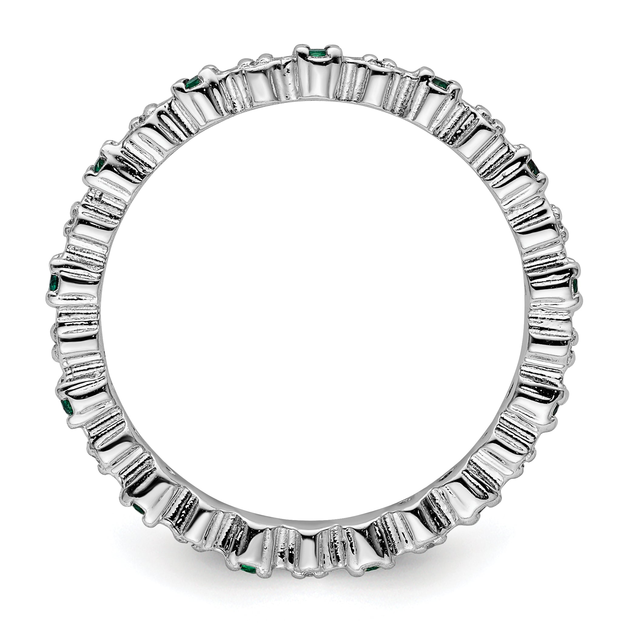 Sterling Silver Stackable Expressions Cr. Emerald & Diamond Ring Secondary image