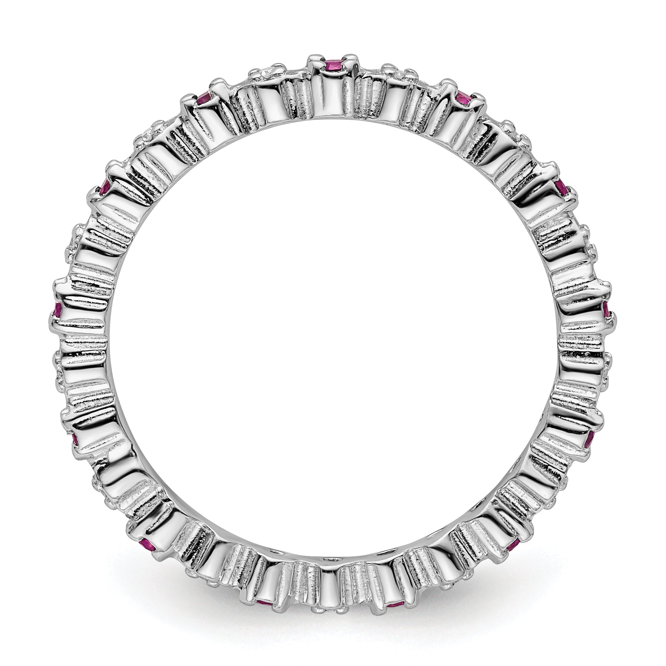 Sterling Silver Stackable Expressions Cr. Ruby & Diamond Ring Secondary image