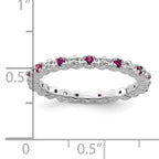 Sterling Silver Stackable Expressions Cr. Ruby & Diamond Ring