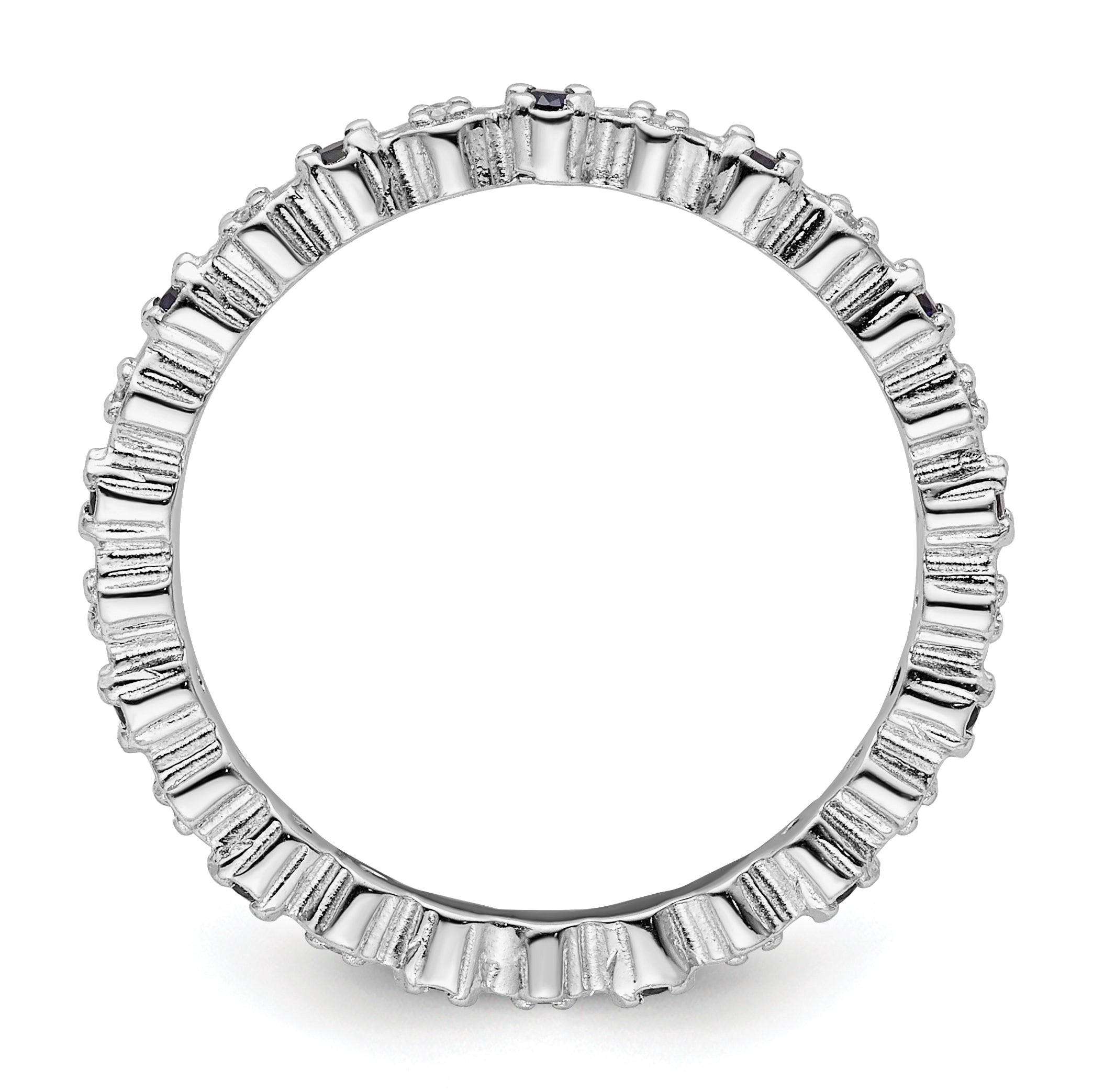Sterling Silver Stackable Expressions Cr. Sapphire & Diamond Ring Secondary image