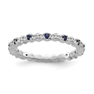 Sterling Silver Stackable Expressions Cr. Sapphire & Diamond Ring - Sophia Jewelers