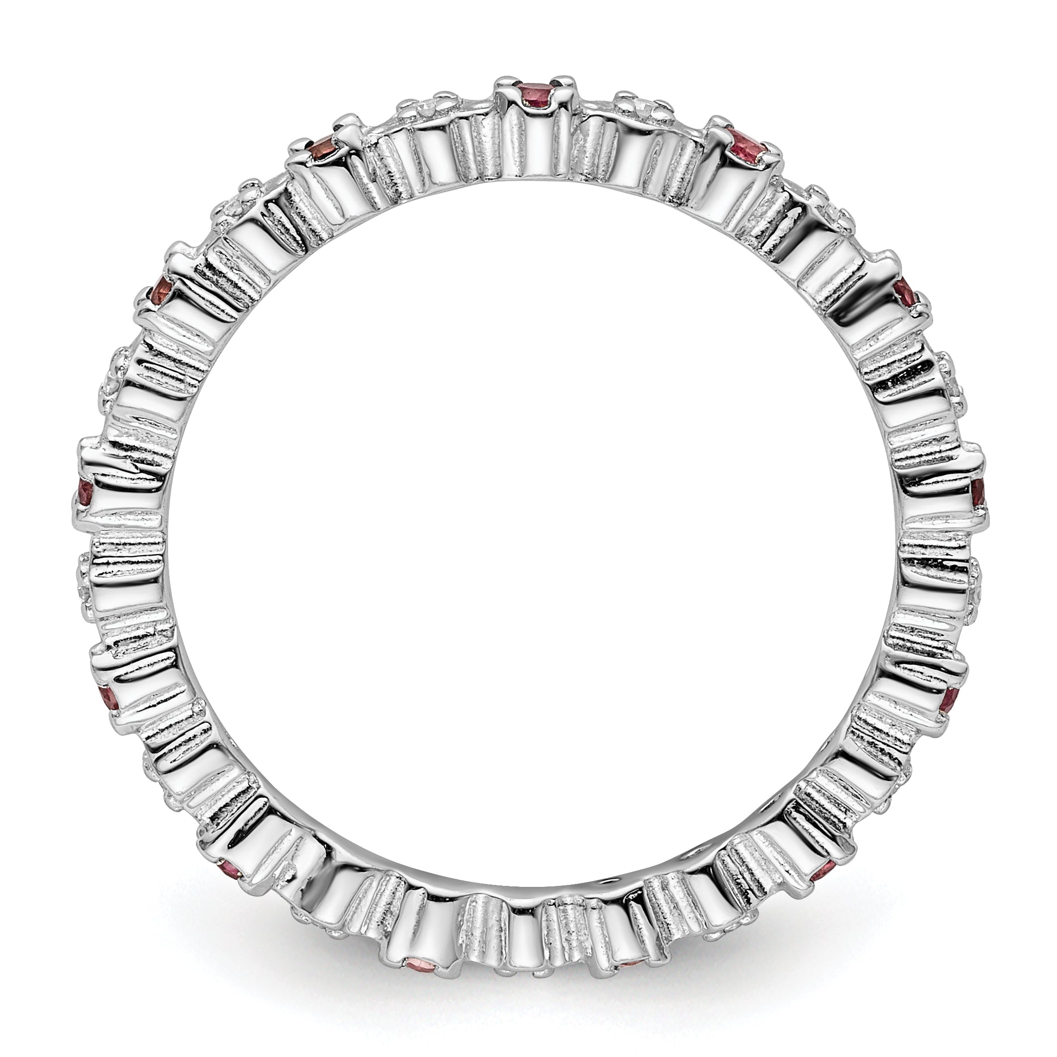 Sterling Silver Stackable Expressions Pink Tourm. & Diamond Ring Secondary image