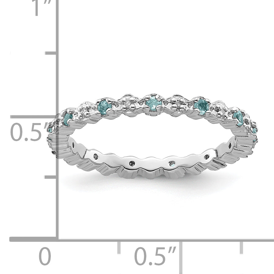 Sterling Silver Stackable Expressions Blue Topaz & Diamond Ring