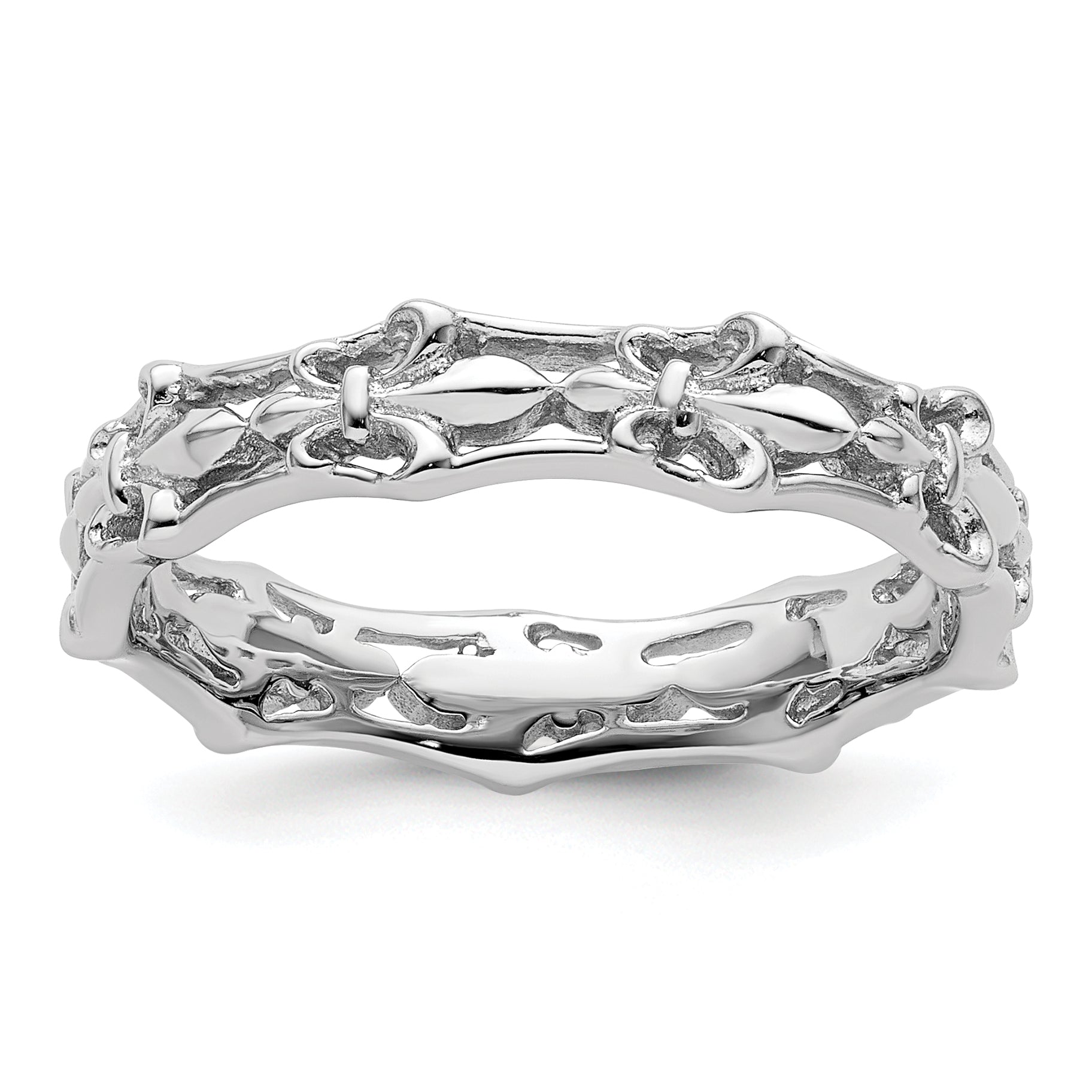 Sterling Silver Stackable Expressions Polished Fleur De Lis Ring Main image
