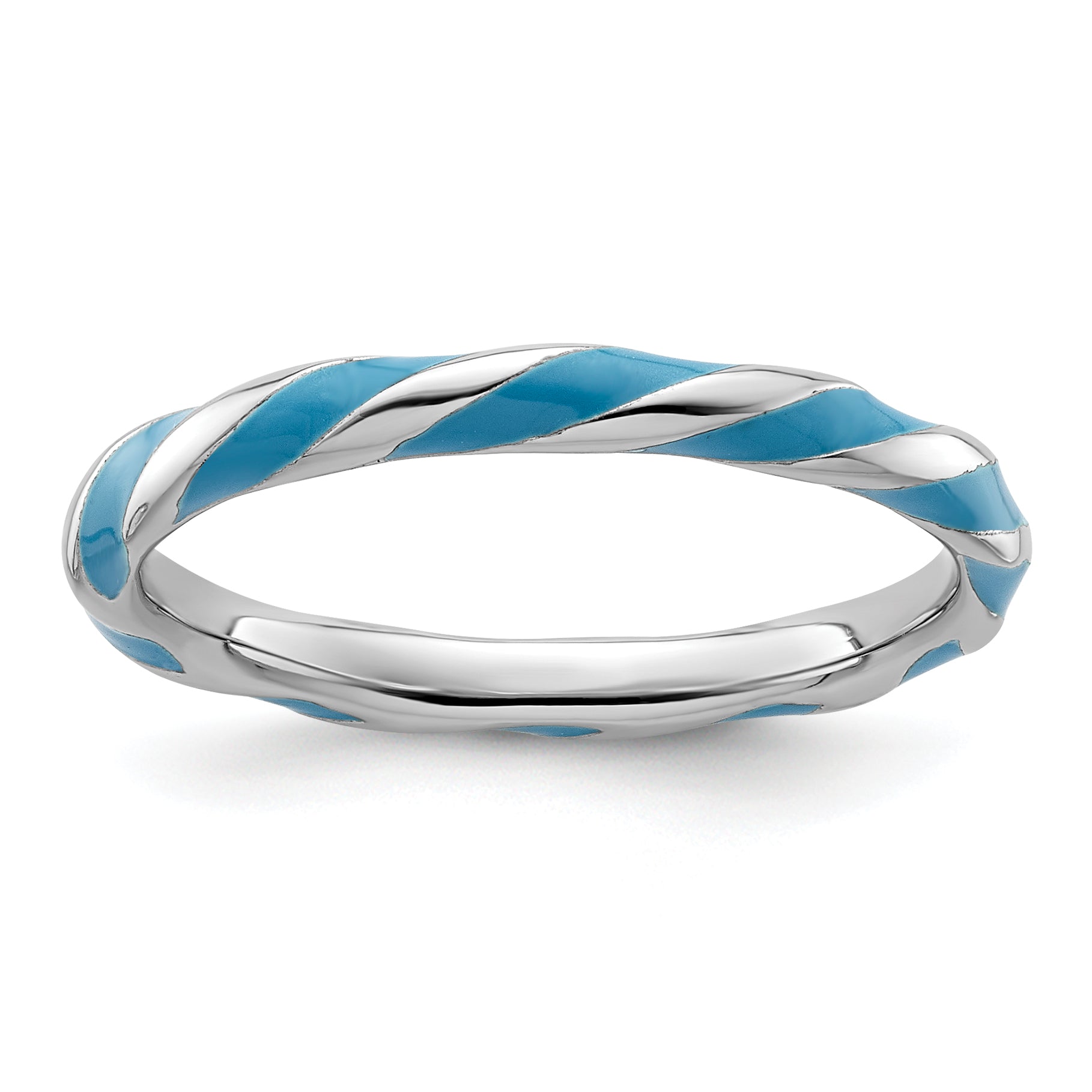 Sterling Silver Stackable Expressions Twisted Blue Enameled Ring Main image