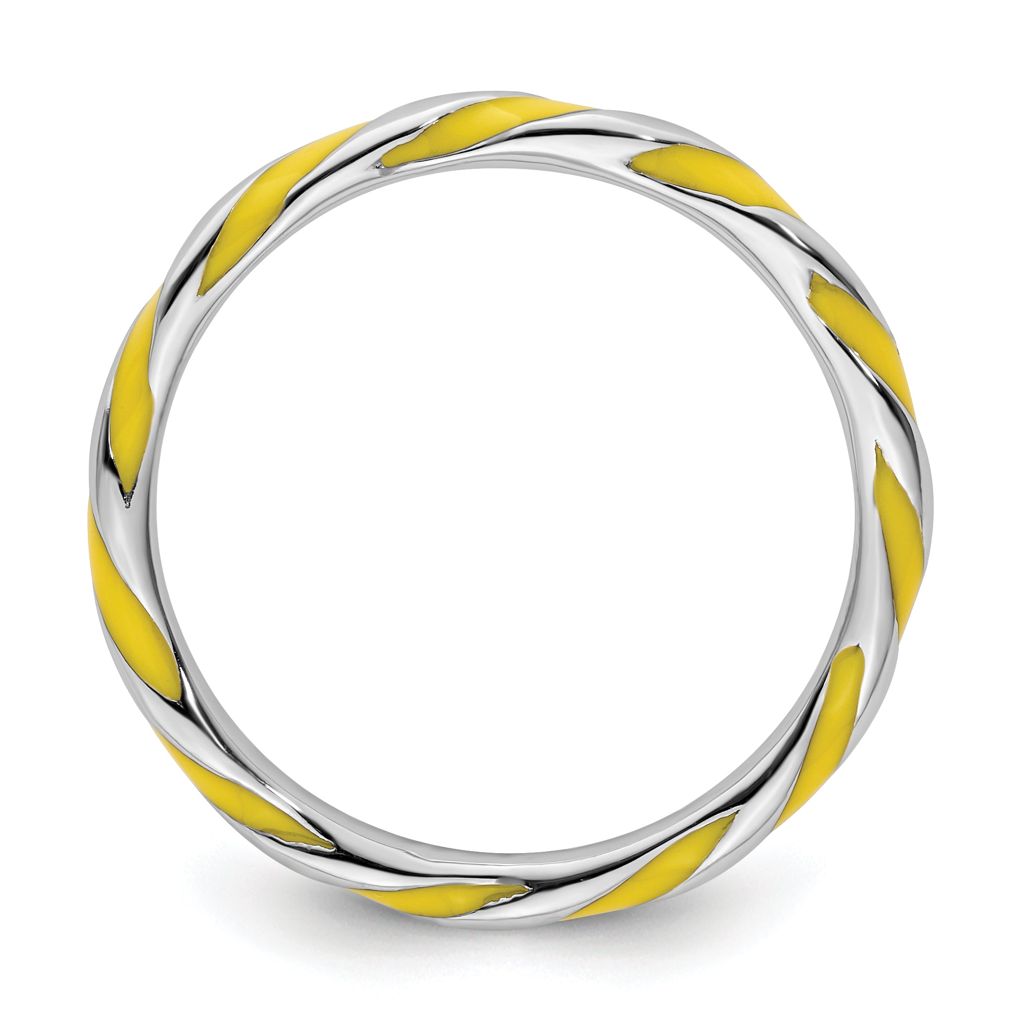Sterling Silver Stackable Expressions Twisted Yellow Enameled Ring Secondary image