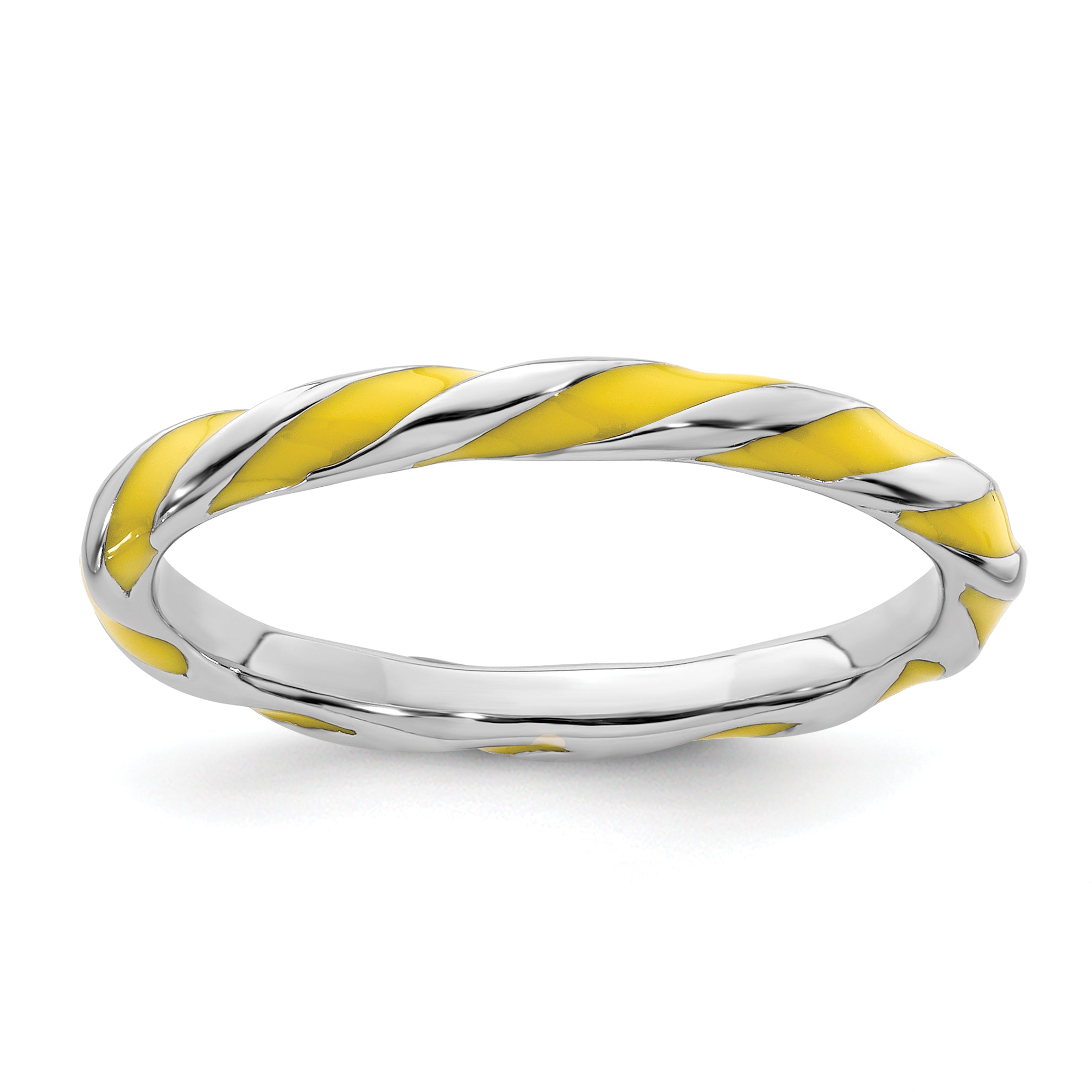 Sterling Silver Stackable Expressions Twisted Yellow Enameled Ring Main image