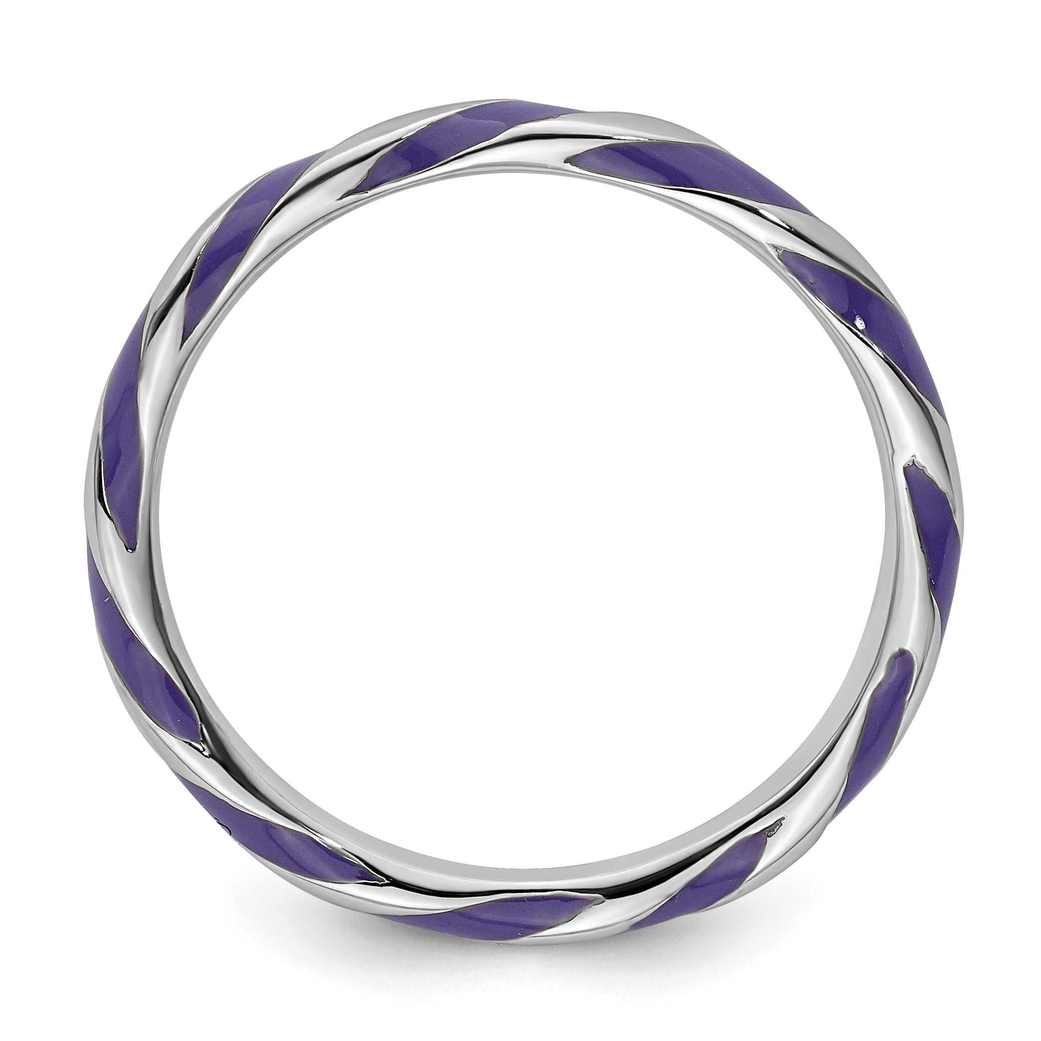 Sterling Silver Stackable Expressions Twisted Purple Enameled Ring Secondary image