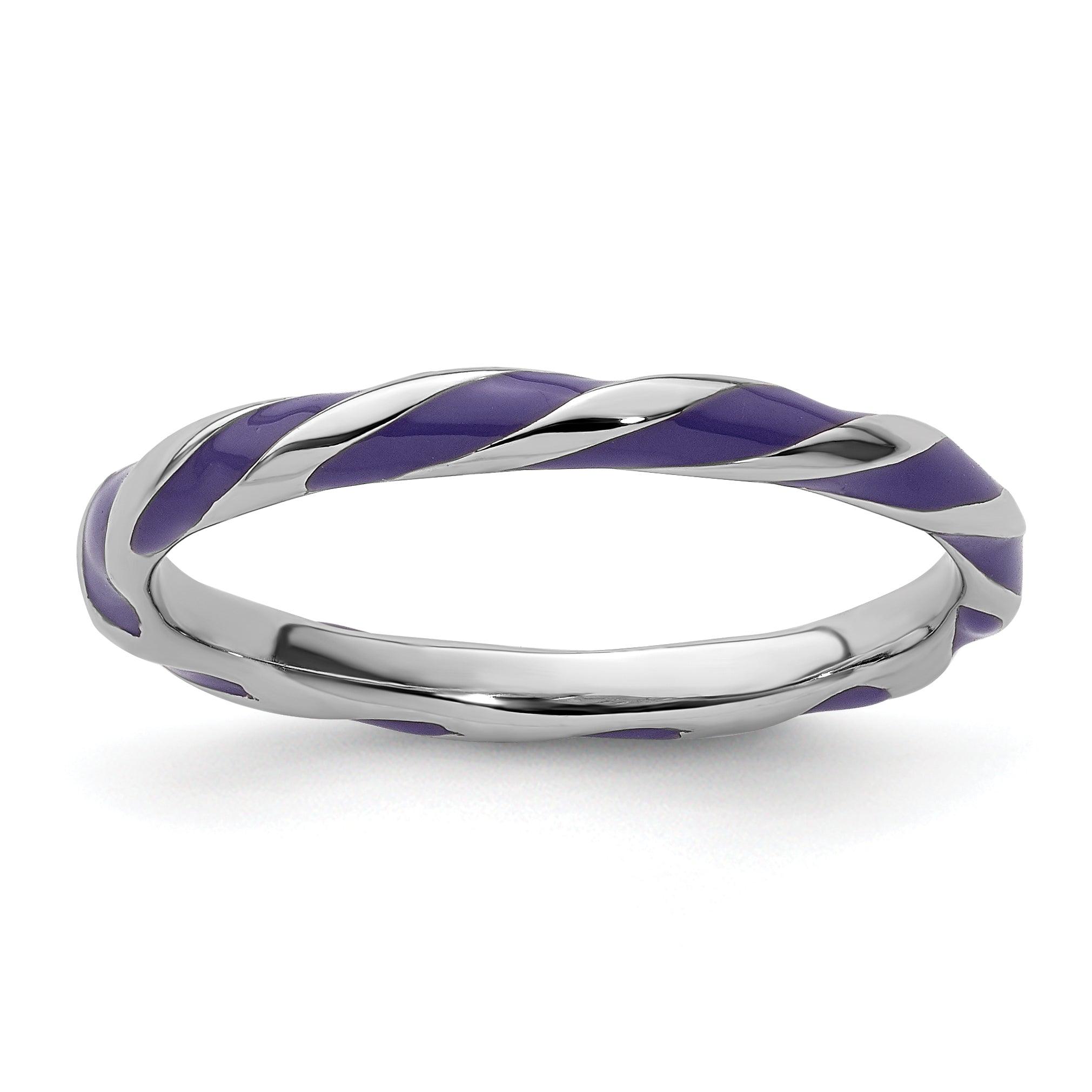 Sterling Silver Stackable Expressions Twisted Purple Enameled Ring Main image
