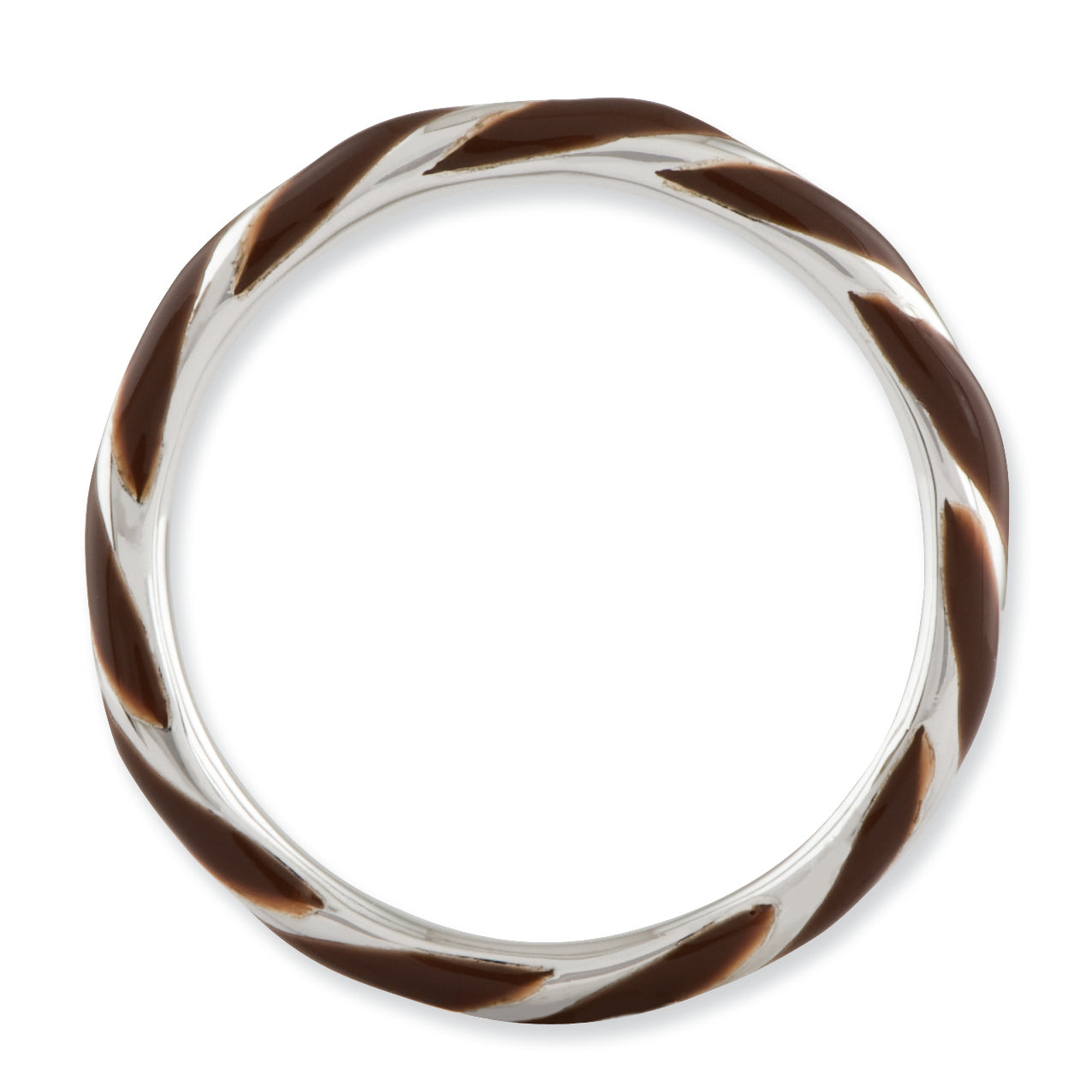 Sterling Silver Stackable Expressions Twisted Brown Enameled Ring Secondary image