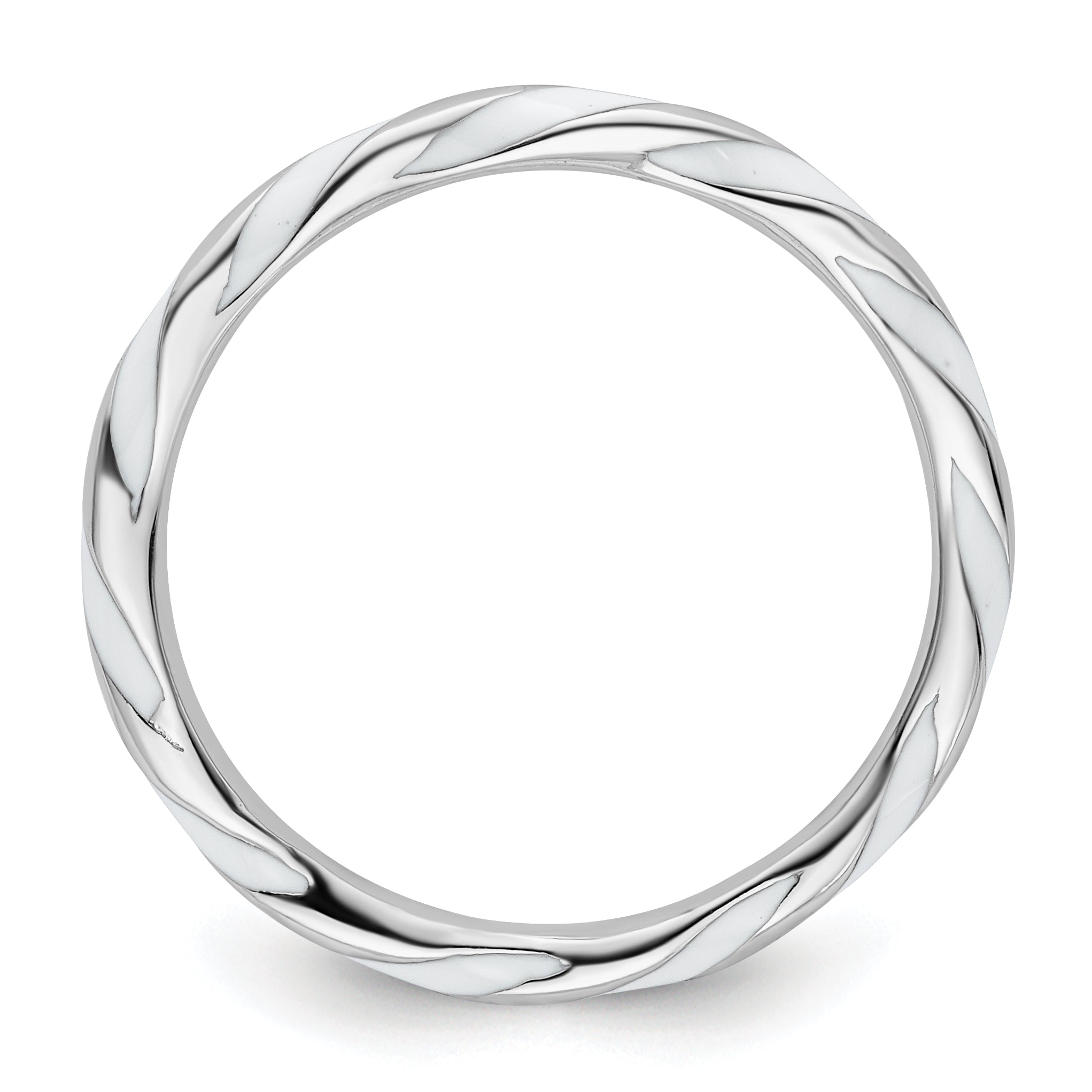 Sterling Silver Stackable Expressions Twisted White Enameled Ring Secondary image