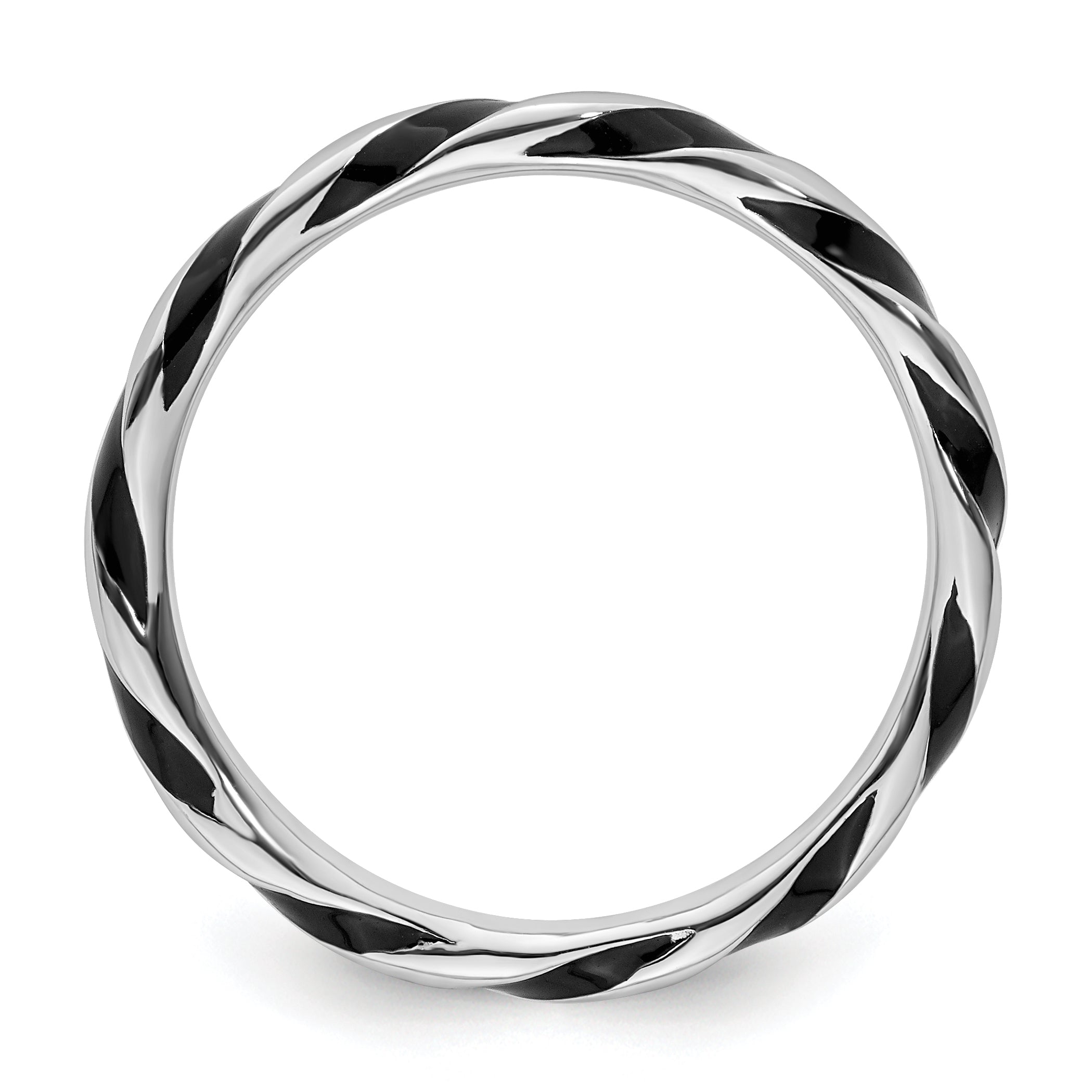 Sterling Silver Stackable Expressions Twisted Black Enameled Ring Secondary image