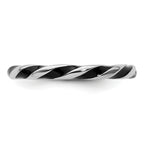 Sterling Silver Stackable Expressions Twisted Black Enameled Ring
