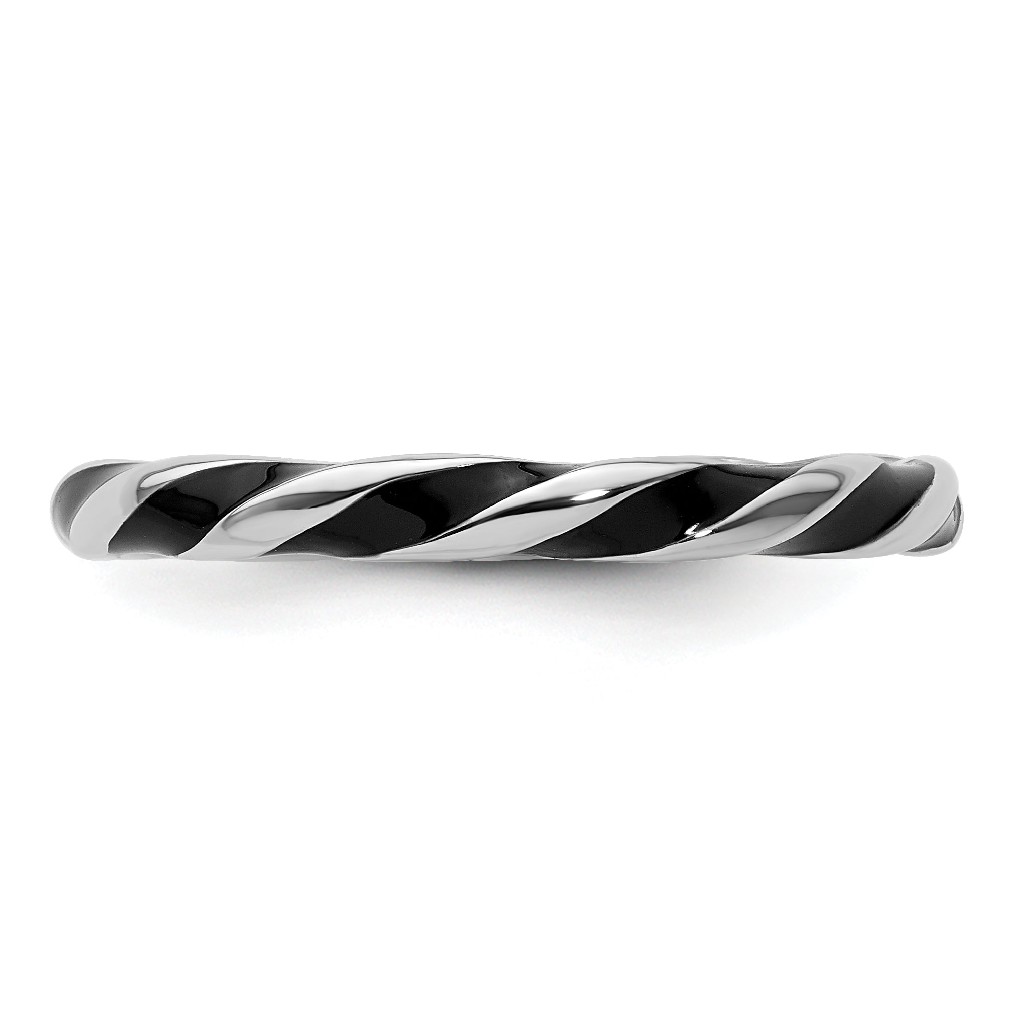 Sterling Silver Stackable Expressions Twisted Black Enameled Ring