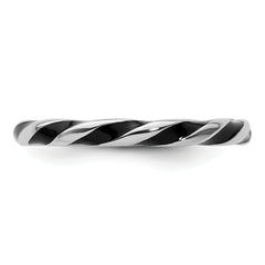 Sterling Silver Stackable Expressions Twisted Black Enameled Ring