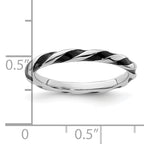 Sterling Silver Stackable Expressions Twisted Black Enameled Ring