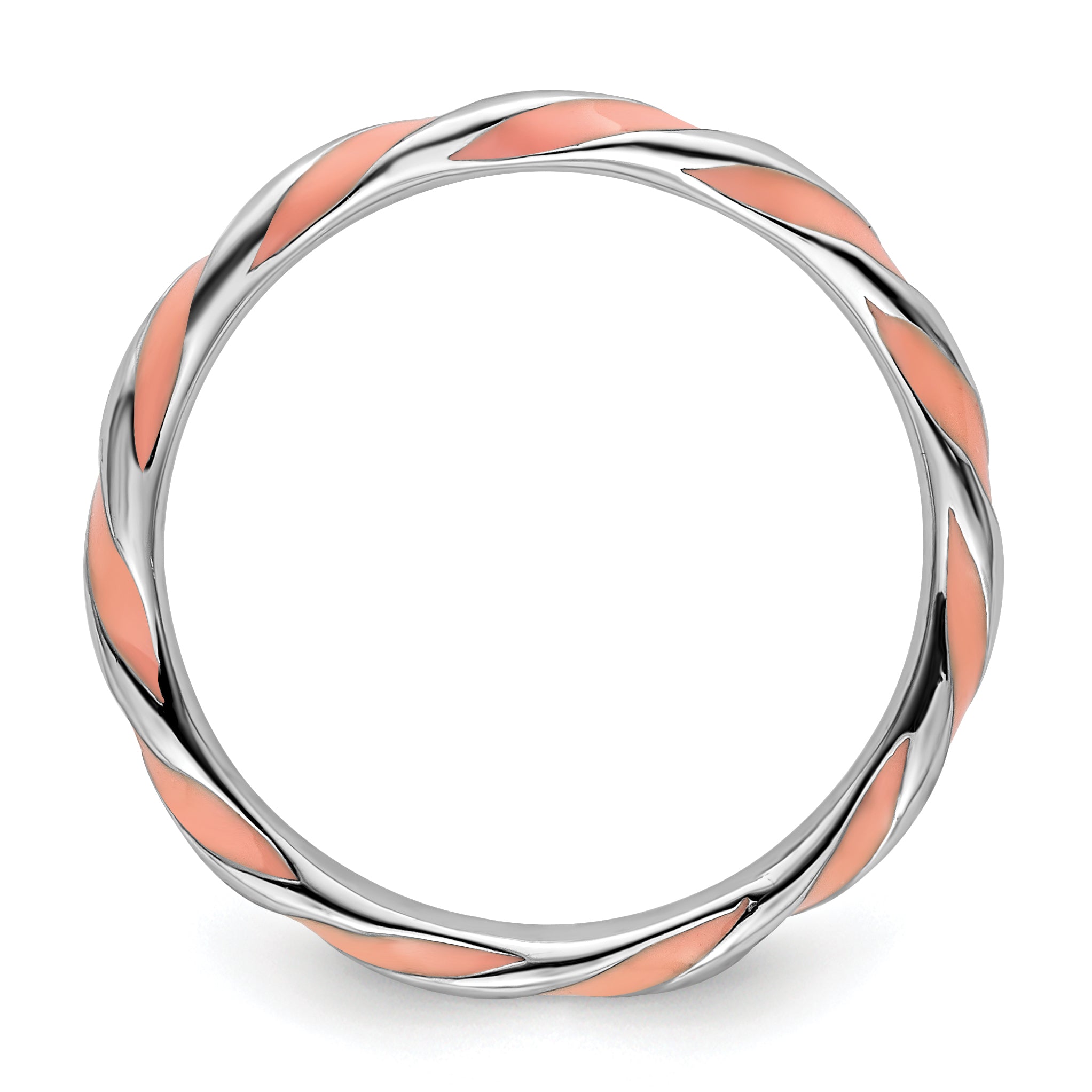 Sterling Silver Stackable Expressions Twisted Pink Enameled Ring Secondary image