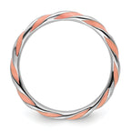 Sterling Silver Stackable Expressions Twisted Pink Enameled Ring