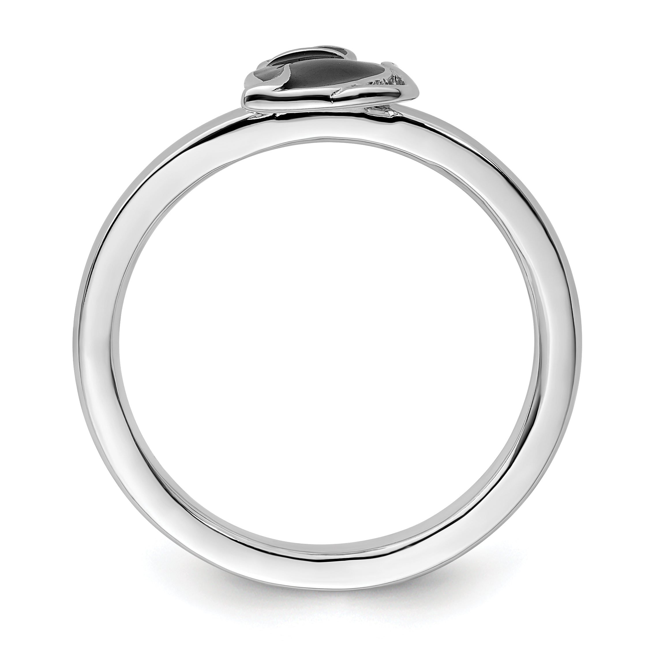 Sterling Silver Stackable Expressions Black Enameled Cat Ring Secondary image