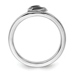 Sterling Silver Stackable Expressions Black Enameled Cat Ring