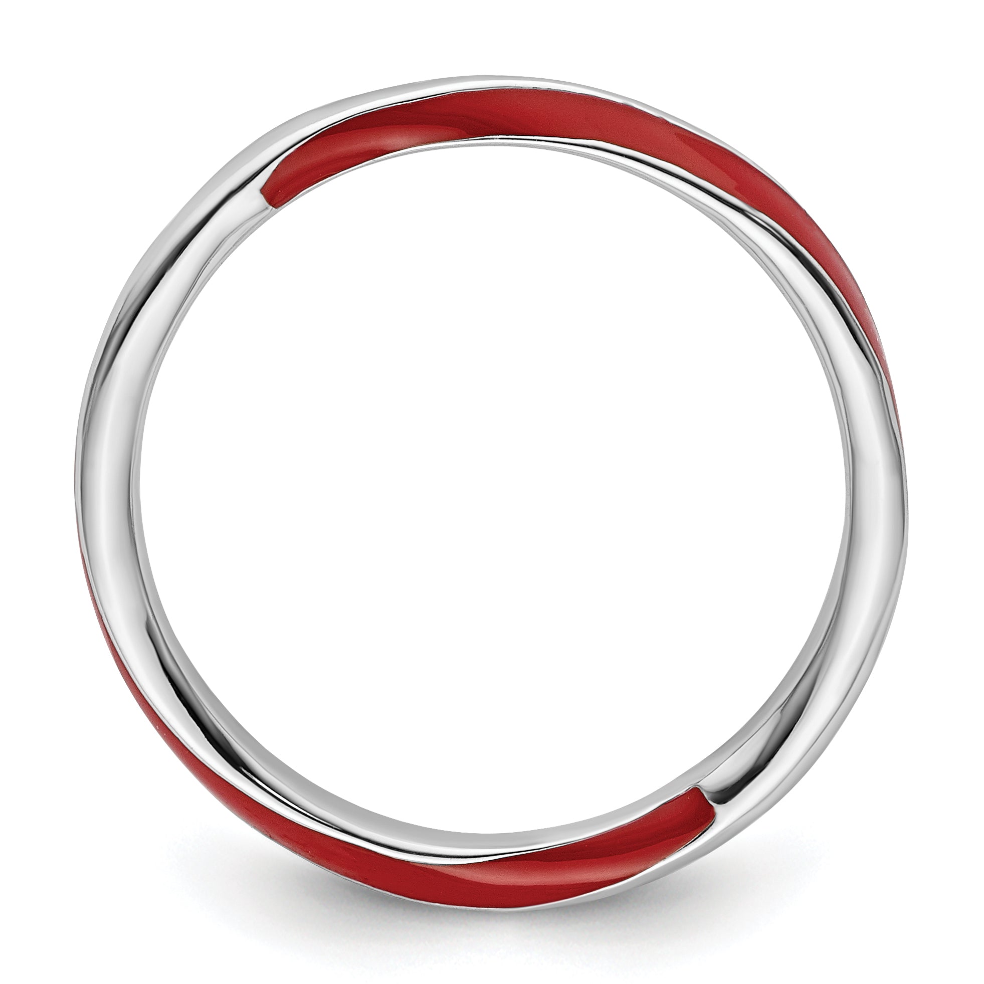 Sterling Silver Stackable Expressions Twisted Red Enameled Ring Secondary image