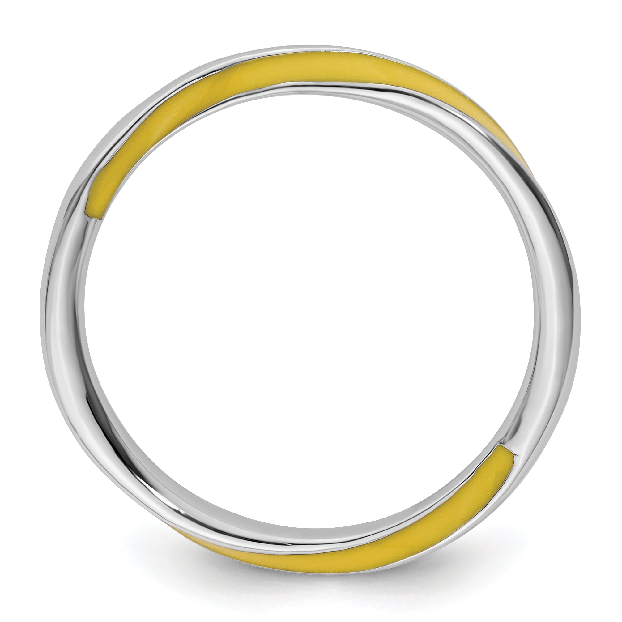 Sterling Silver Stackable Expressions Twisted Yellow Enameled Ring Secondary image