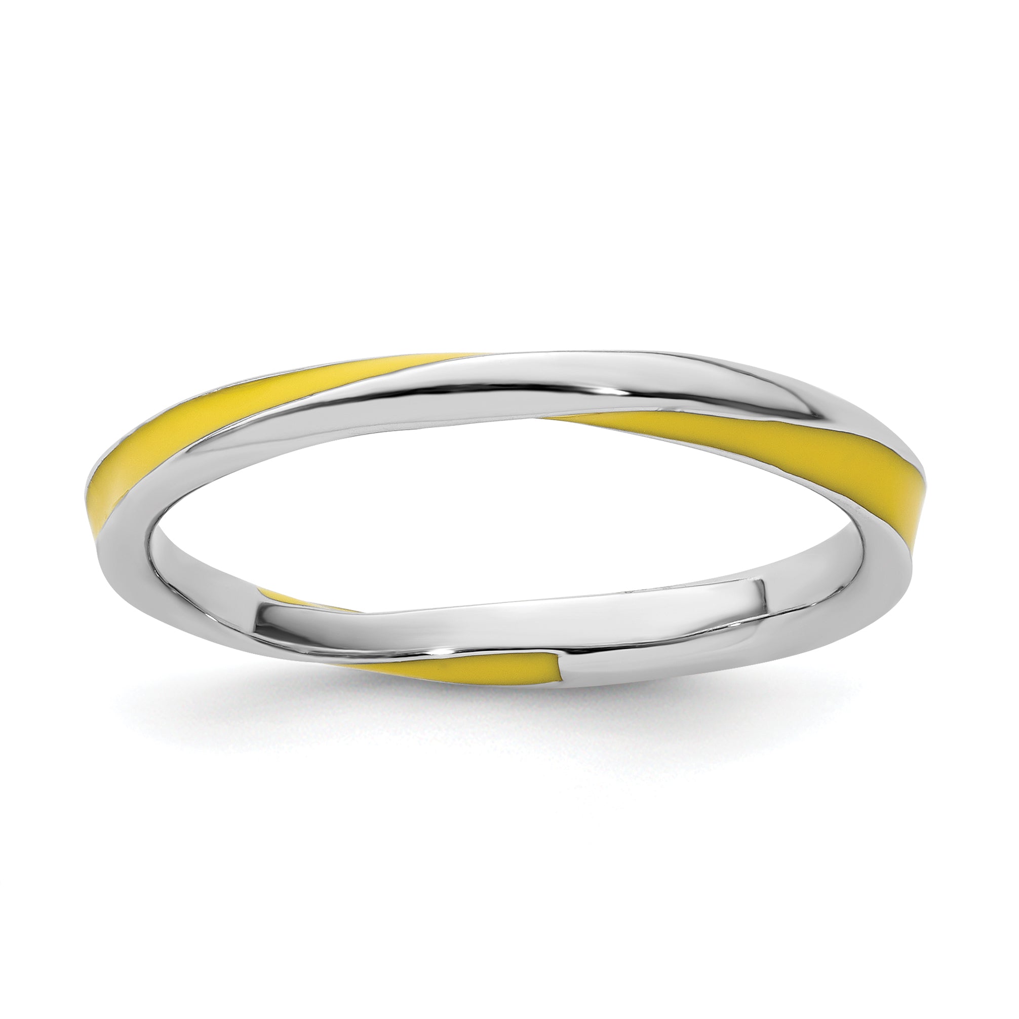 Sterling Silver Stackable Expressions Twisted Yellow Enameled Ring Main image