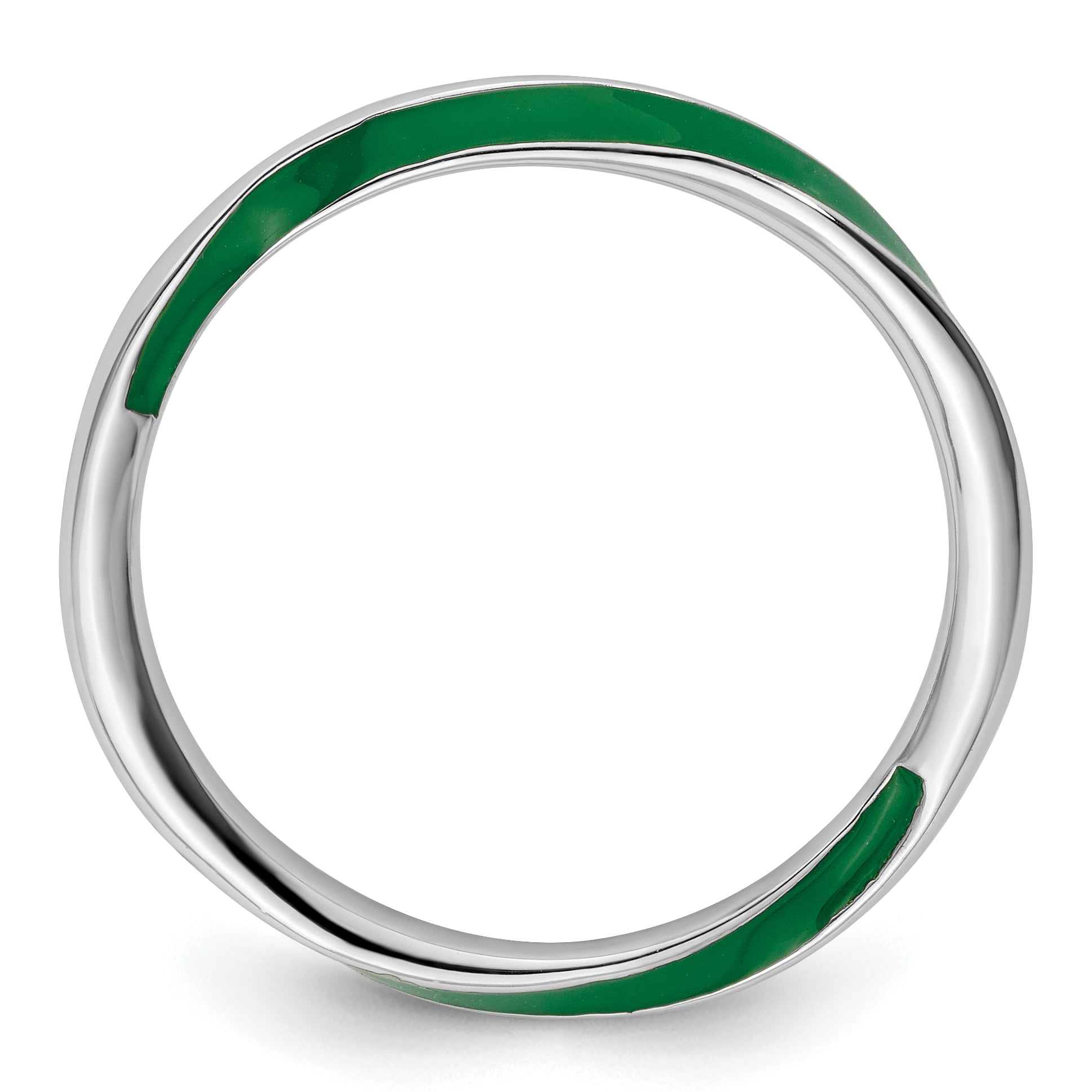 Sterling Silver Stackable Expressions Twisted Green Enameled Ring Main image