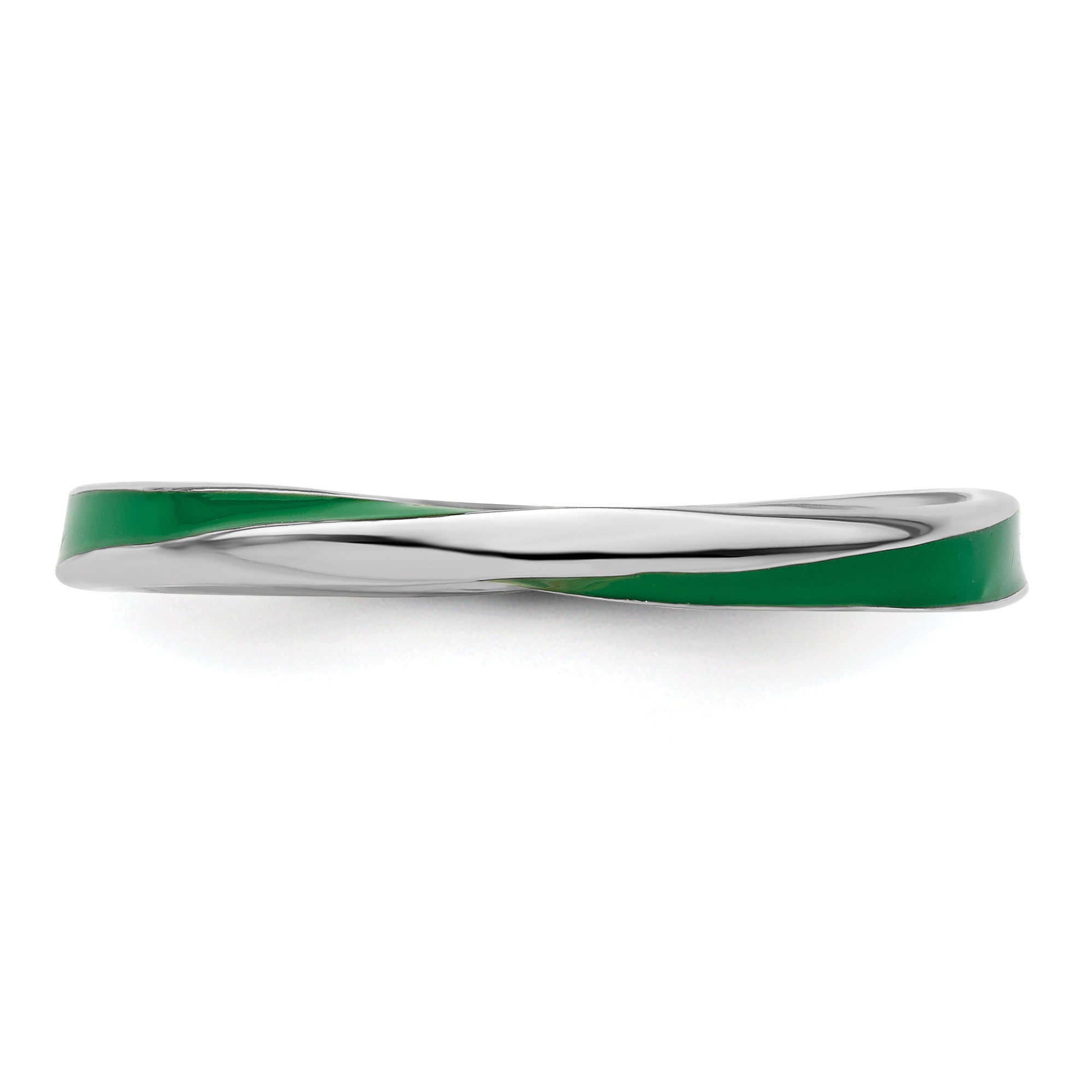 Sterling Silver Stackable Expressions Twisted Green Enameled Ring Secondary image