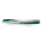 Sterling Silver Stackable Expressions Twisted Green Enameled Ring