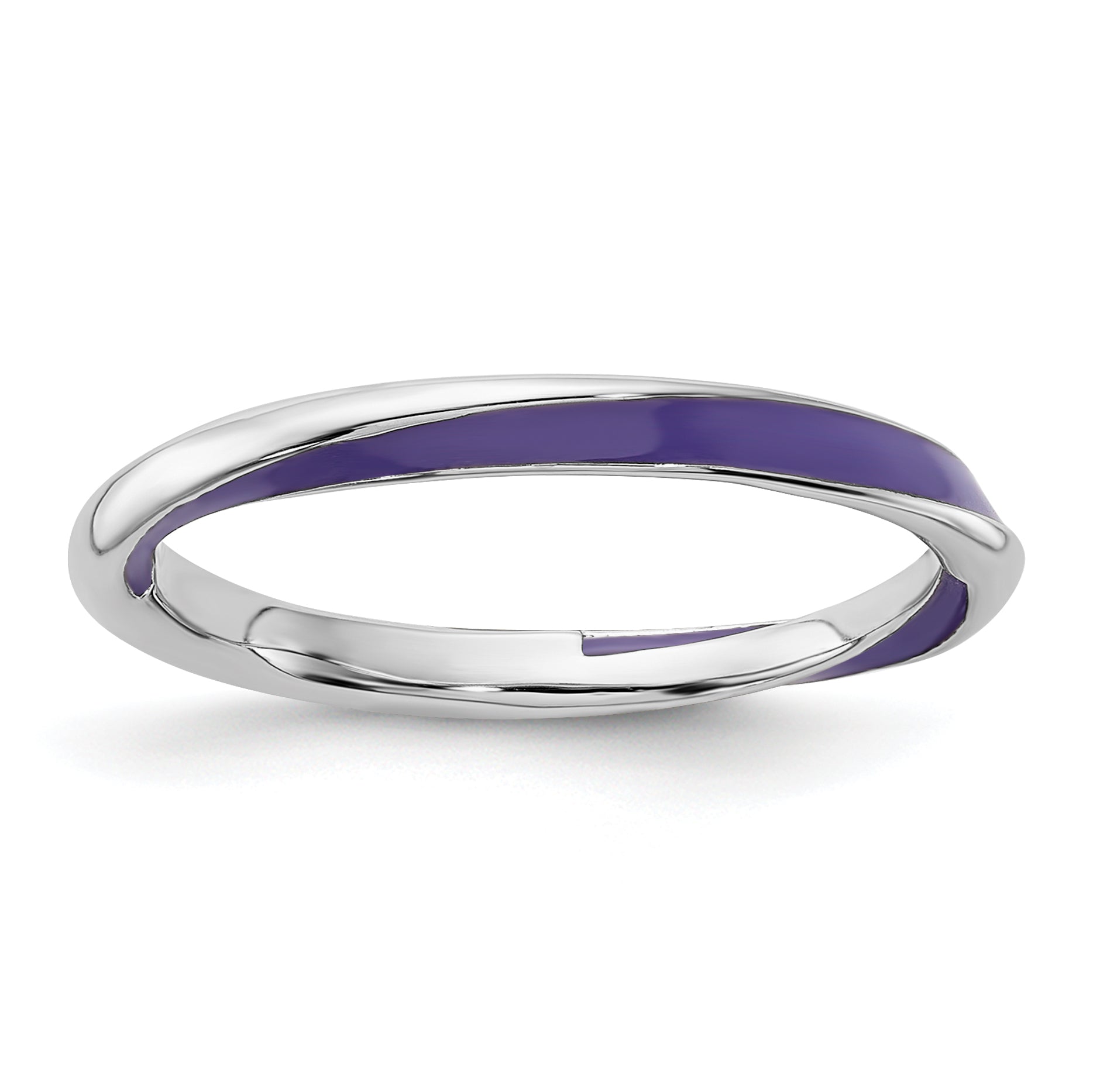 Sterling Silver Stackable Expressions Twisted Purple Enameled Ring Main image