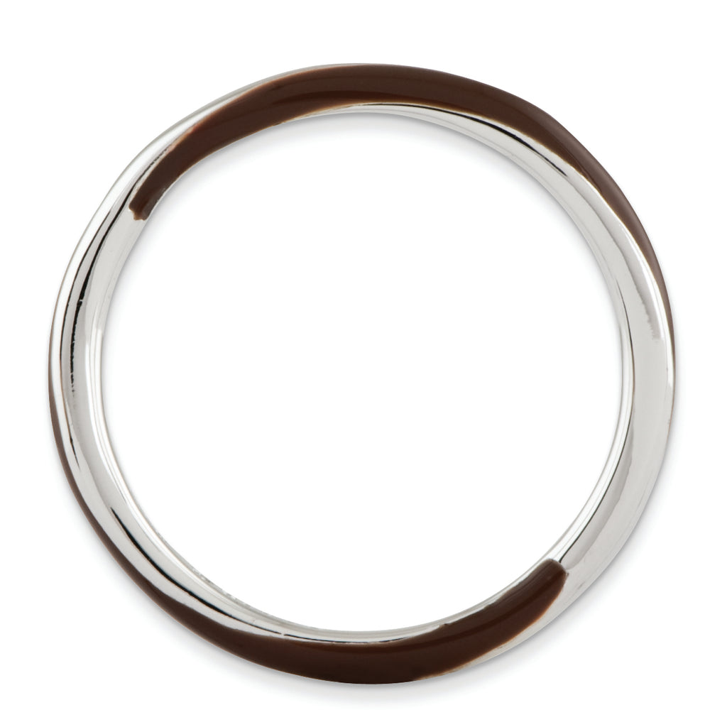 Sterling Silver Stackable Expressions Twisted Brown Enameled Ring
