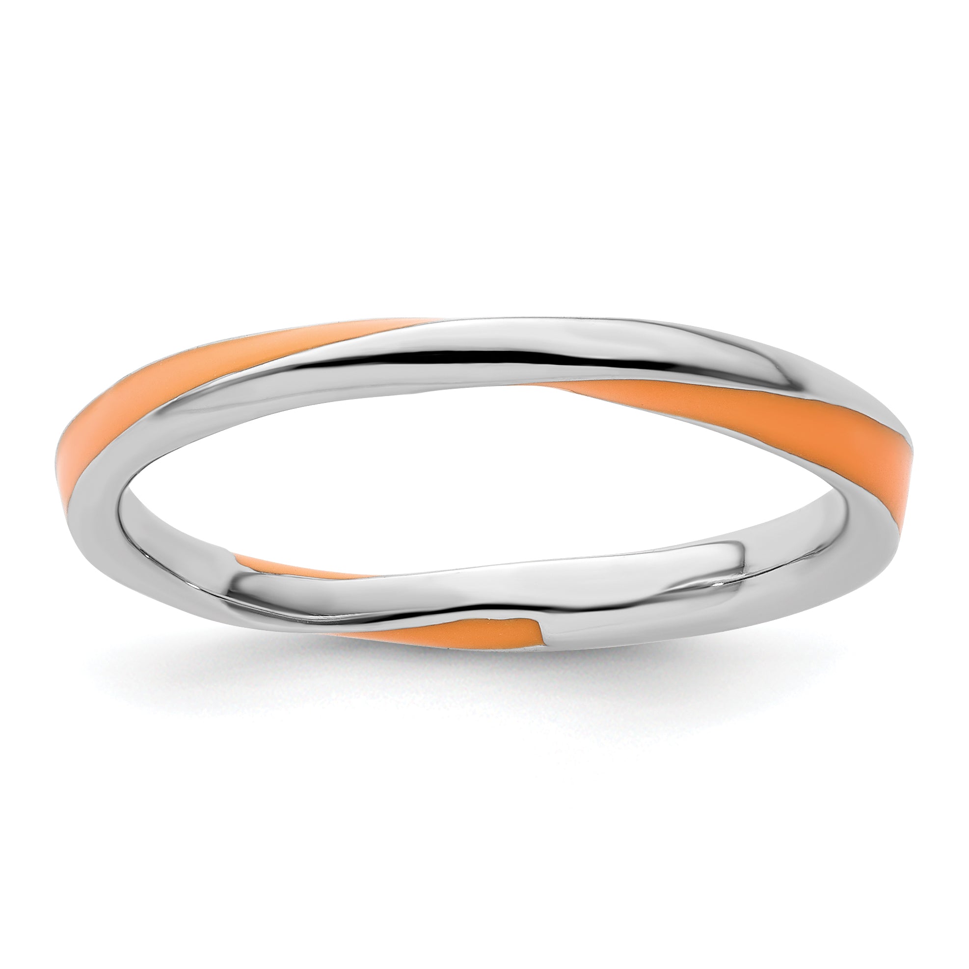 Sterling Silver Stackable Expressions Twisted Orange Enameled Ring Main image