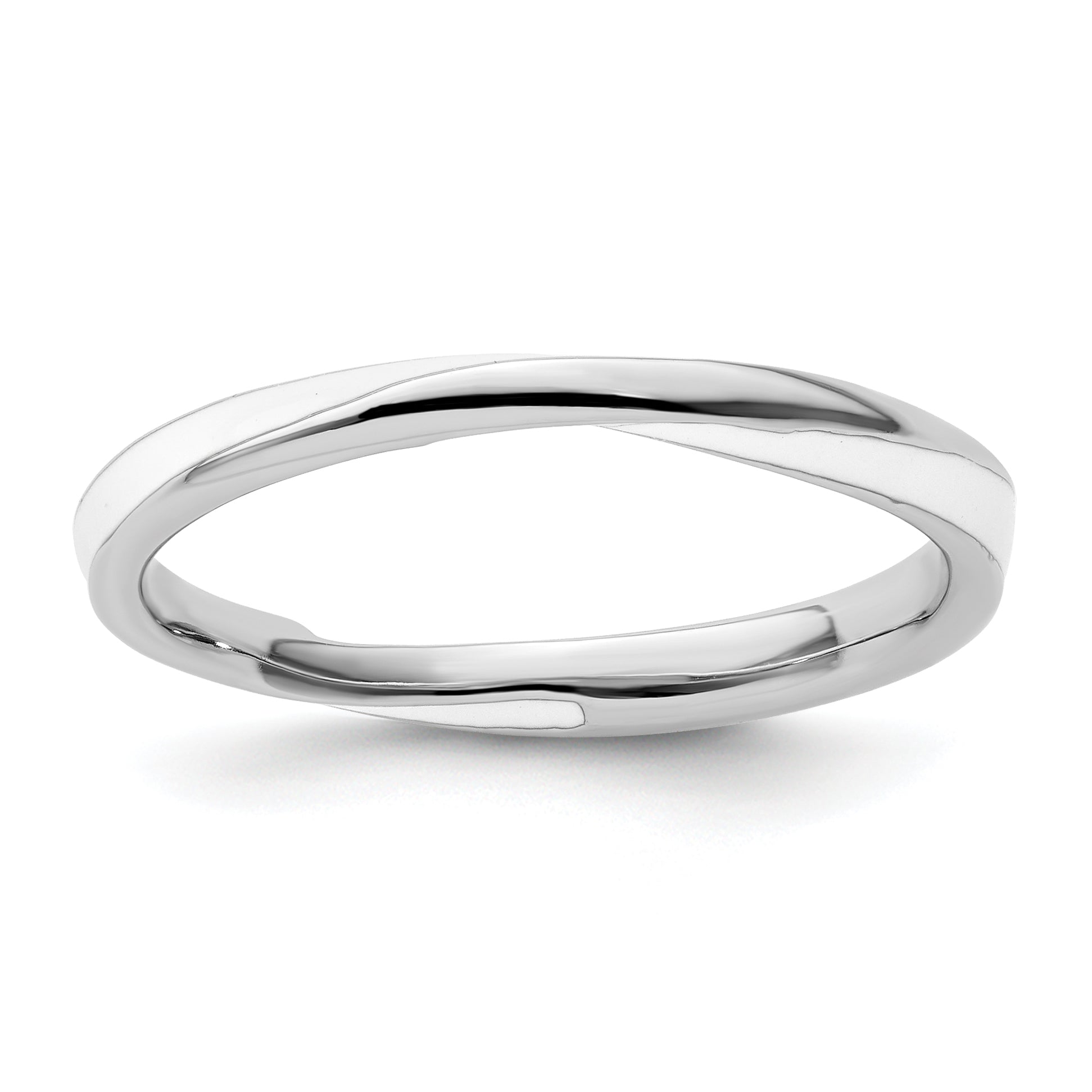 Sterling Silver Stackable Expressions Twisted White Enameled Ring Main image