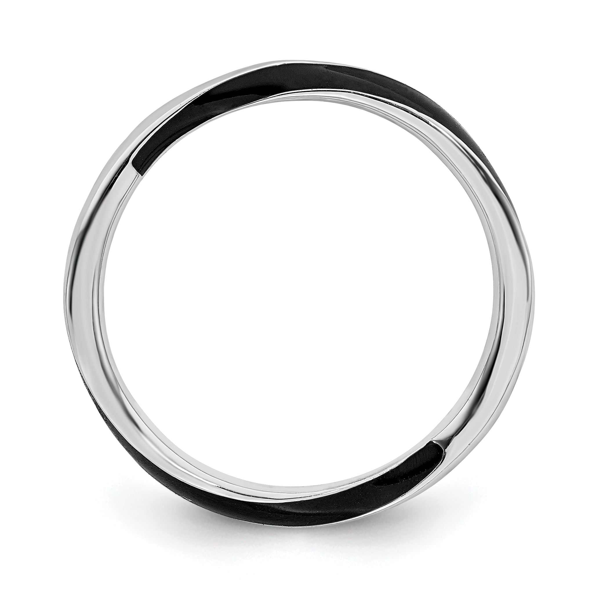 Sterling Silver Stackable Expressions Twisted Black Enameled Ring Secondary image