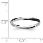 Sterling Silver Stackable Expressions Twisted Black Enameled Ring