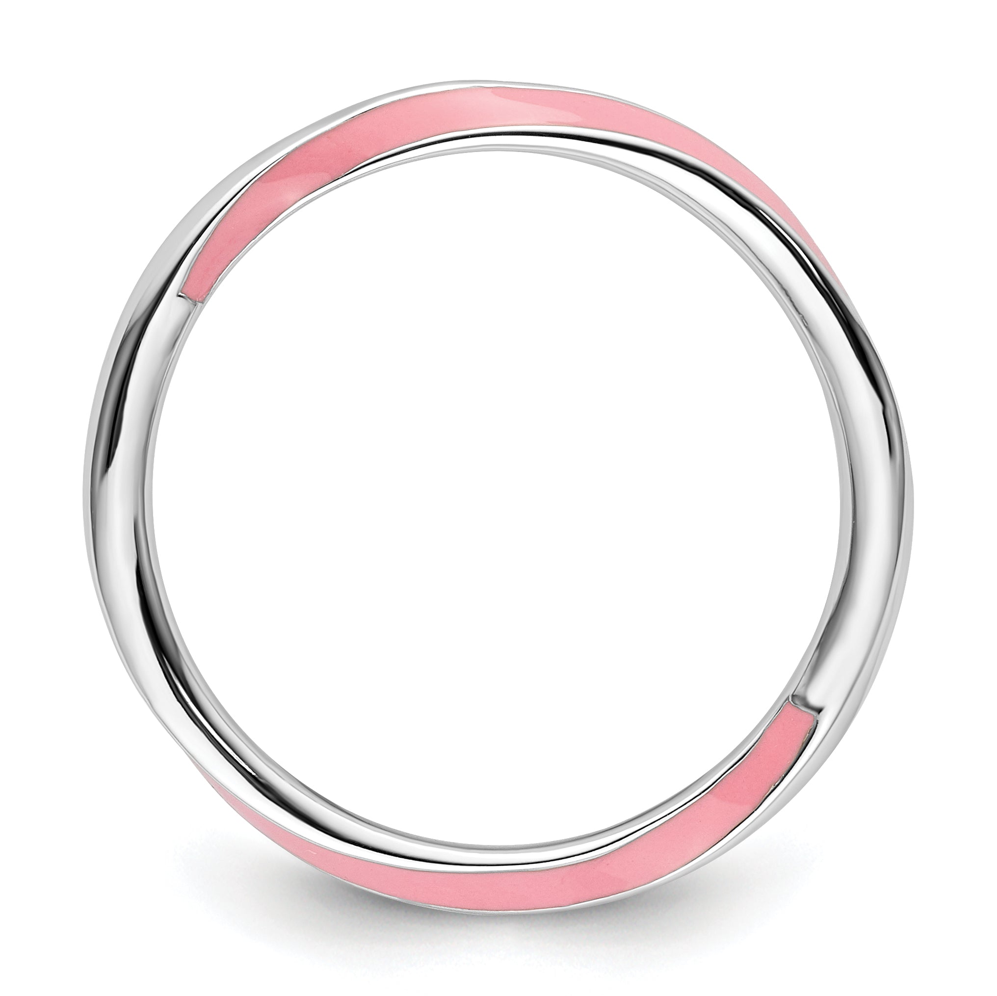 Sterling Silver Stackable Expressions Twisted Pink Enameled Ring Main image