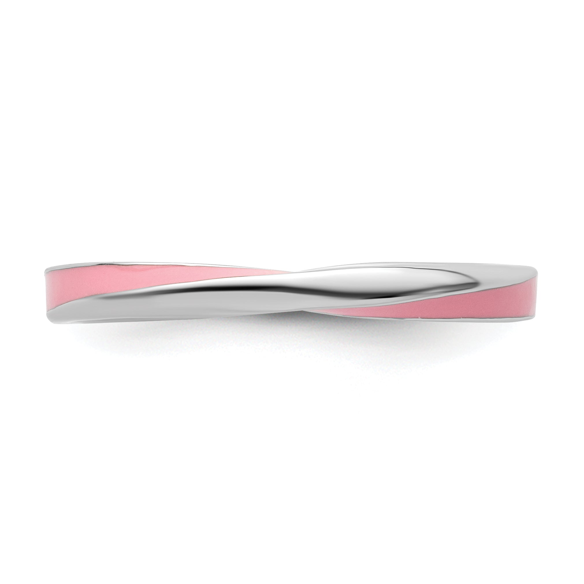 Sterling Silver Stackable Expressions Twisted Pink Enameled Ring Secondary image