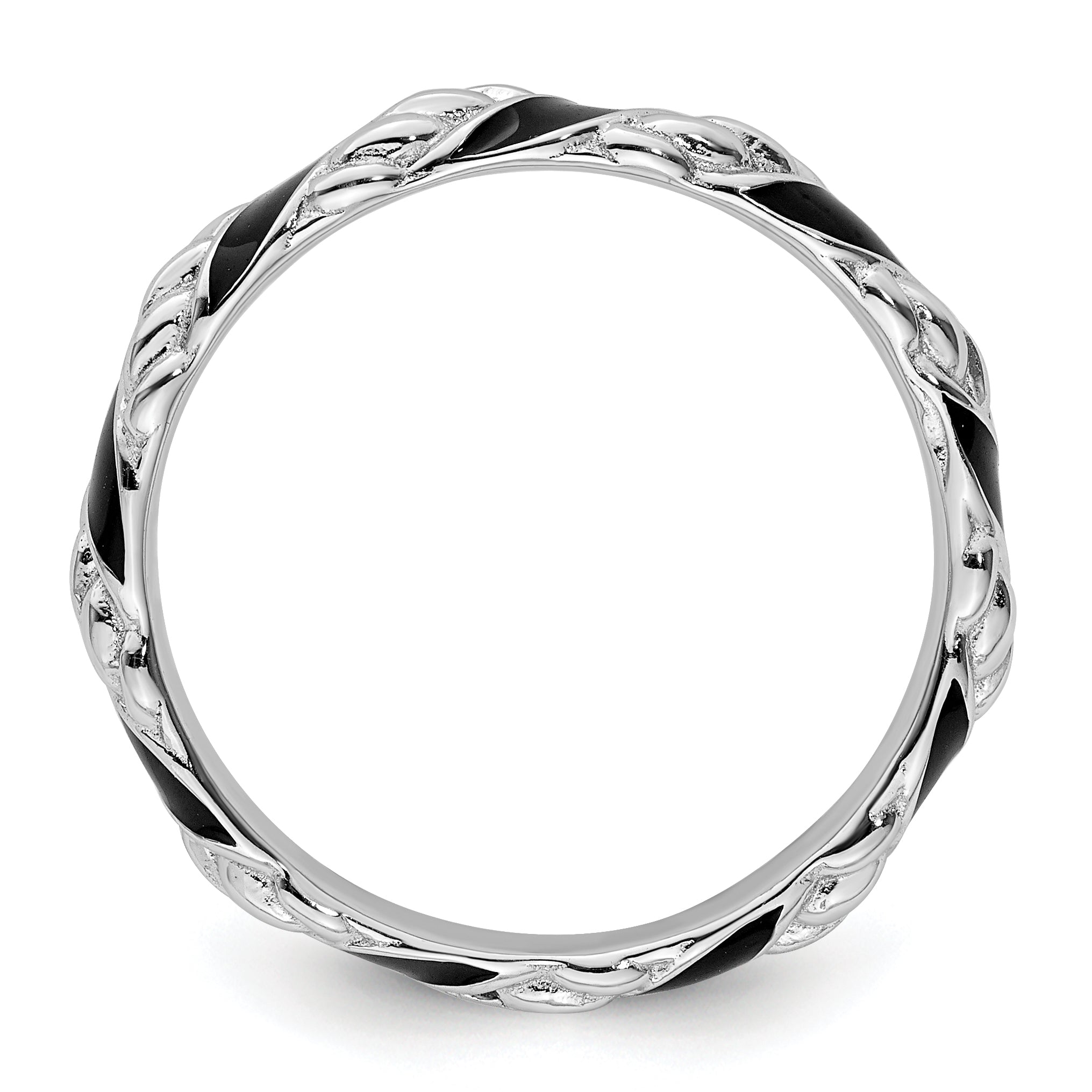 Sterling Silver Stackable Expressions Polished Black Enameled Ring Secondary image
