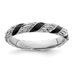 Sterling Silver Stackable Expressions Polished Black Enameled Ring